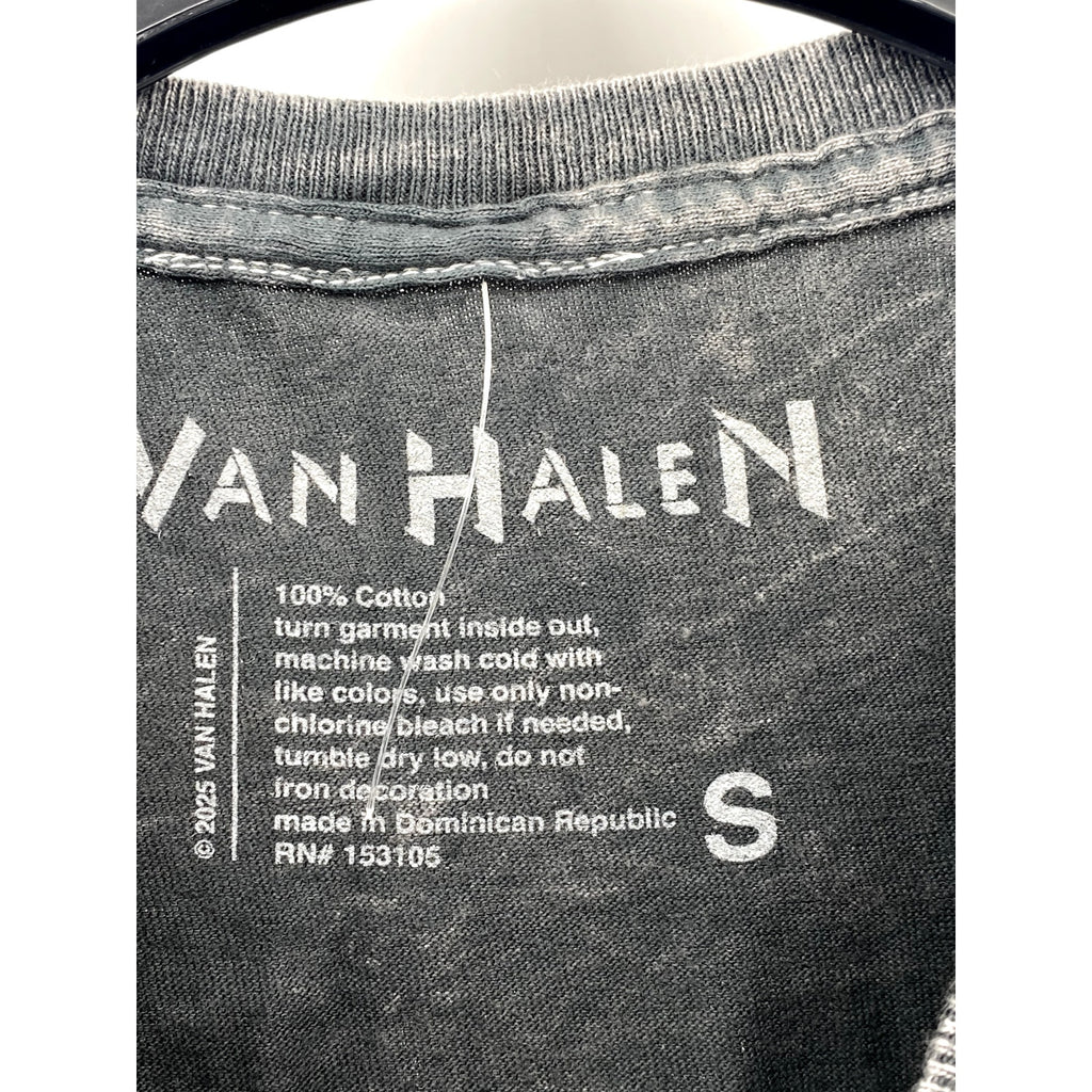 VAN HALEN Men's Acid Washed Black Crewneck Eagle Graphic T-Shirt SZ S
