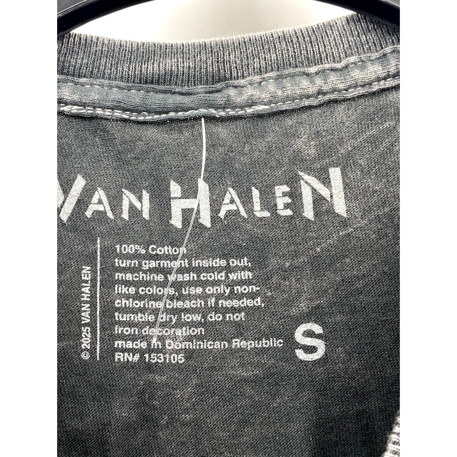 VAN HALEN Men's Acid Washed Black Crewneck Eagle Graphic T-Shirt SZ S