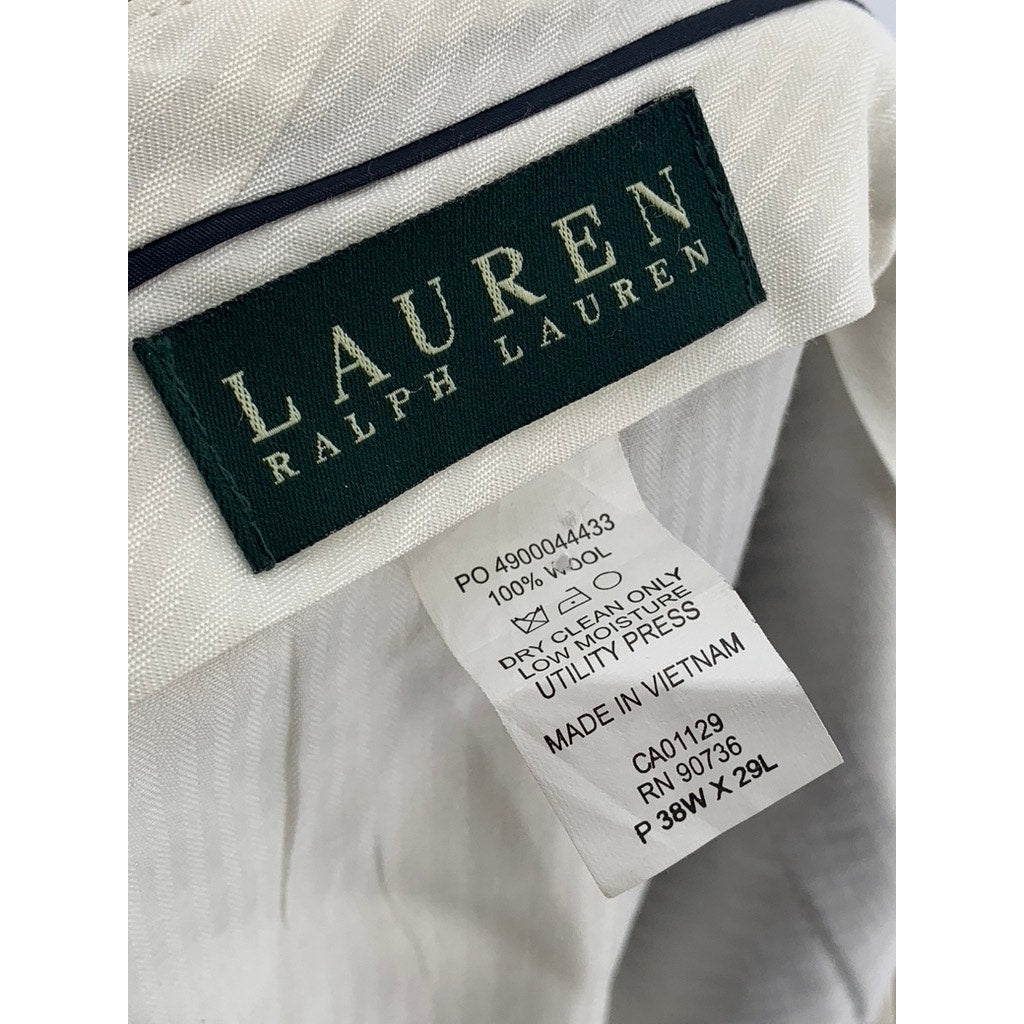 LAUREN RALPH LAUREN Men's Tan Regular-Fit Cuffed Wool Pants SZ 38X29