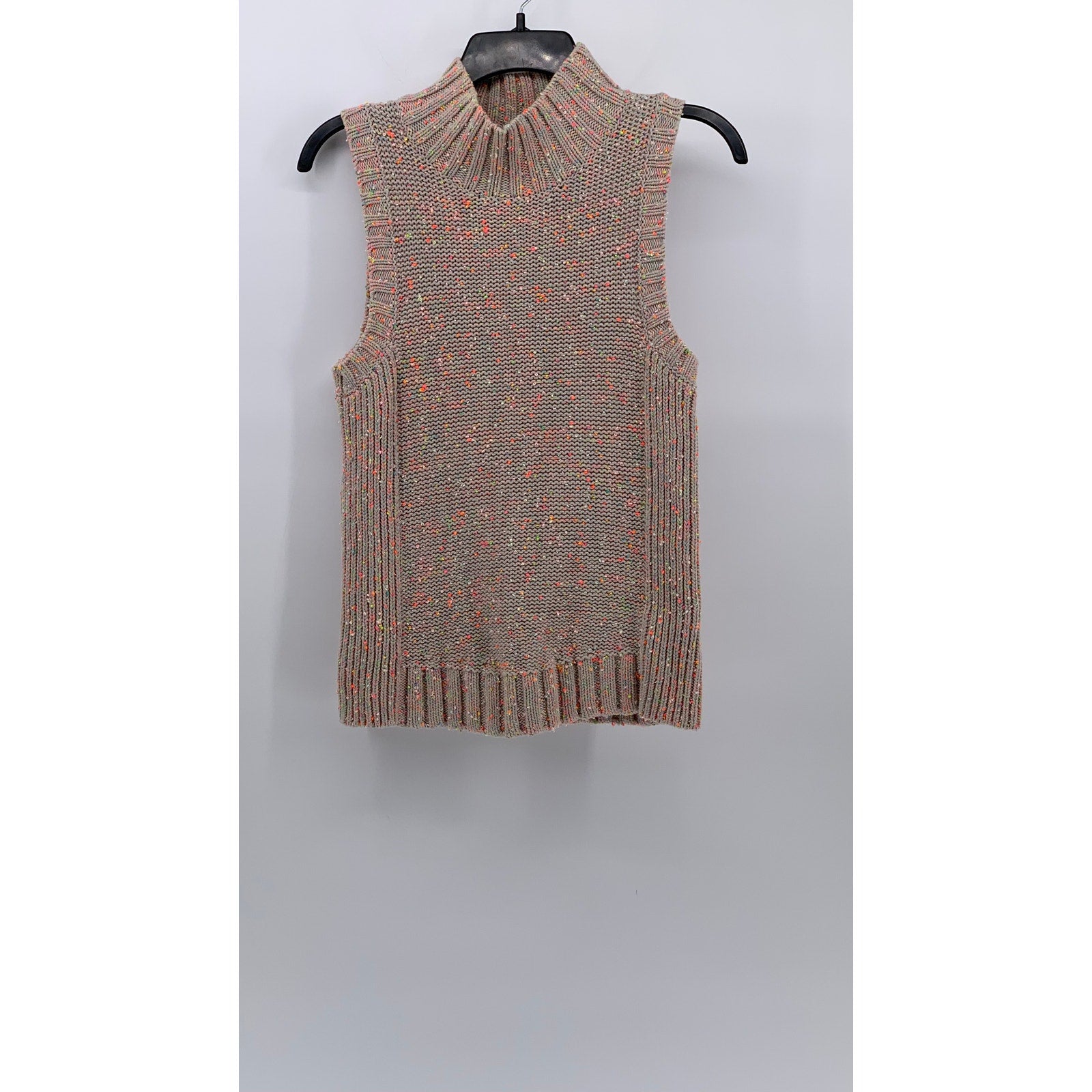 ANTHROPOLOGIE Women's Beige-Multi Mock-Neck Brea Confetti Sweater Vest SZ M