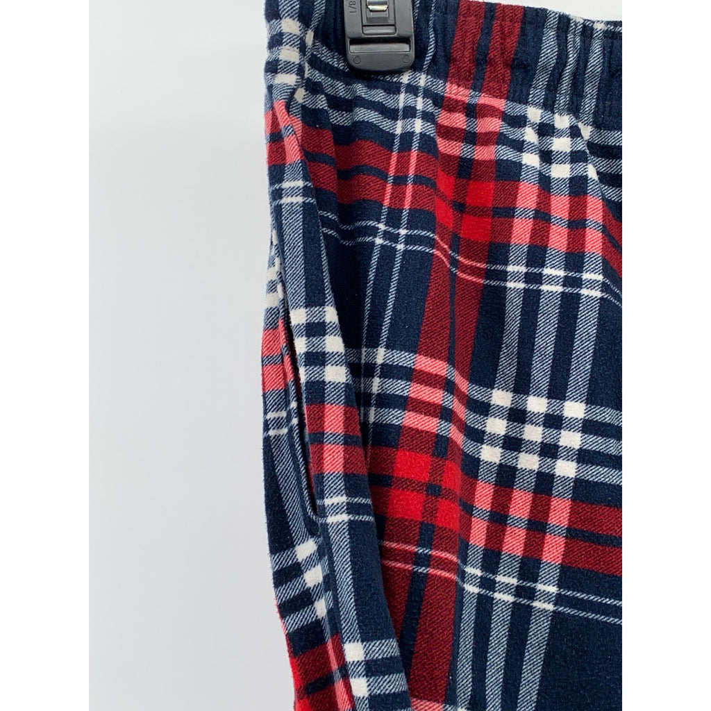 NAUTICA Men's Navy-Red Plaid Flannel Pull-On Classic-Fit Pajama Pants SZ L