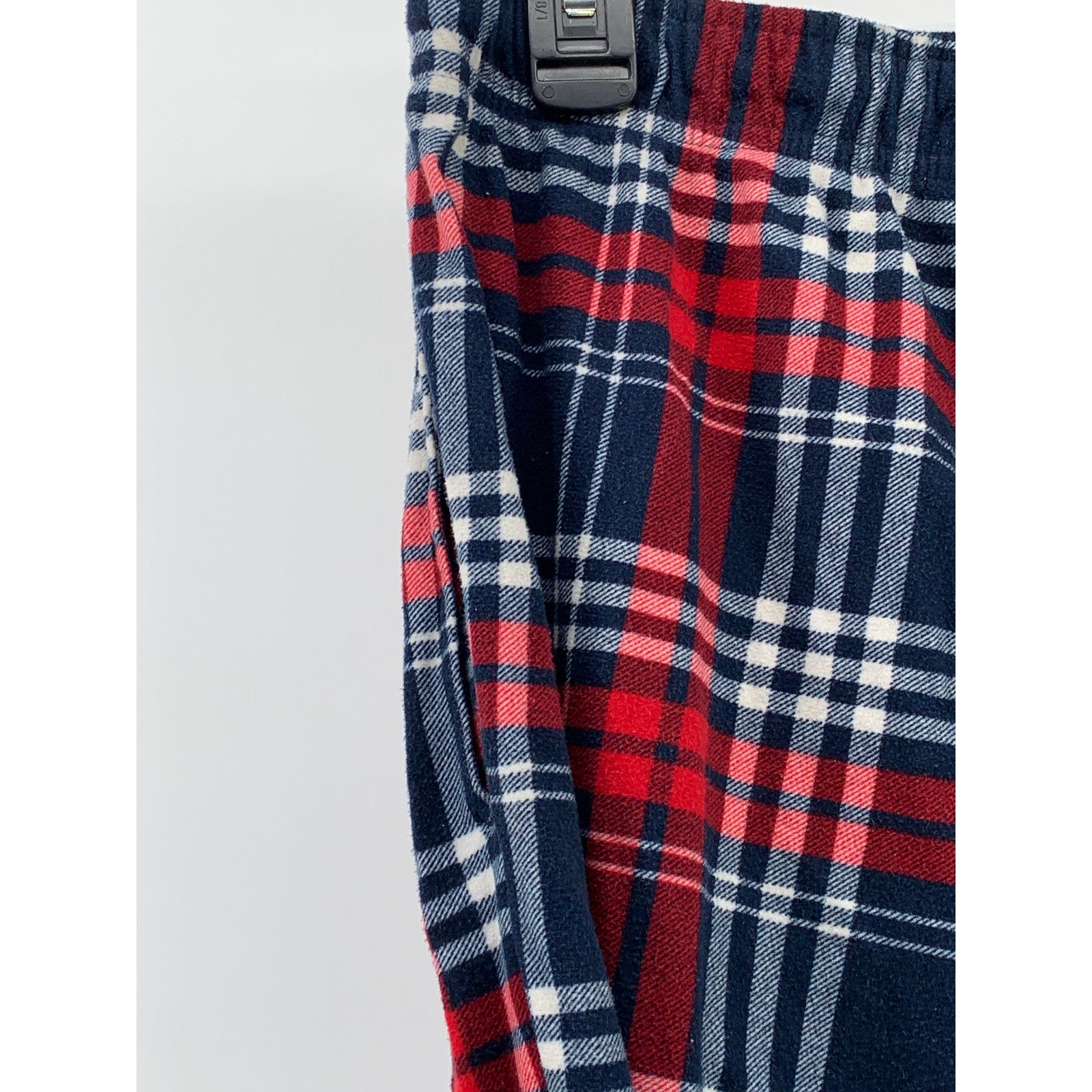 NAUTICA Men's Navy-Red Plaid Flannel Pull-On Classic-Fit Pajama Pants SZ L