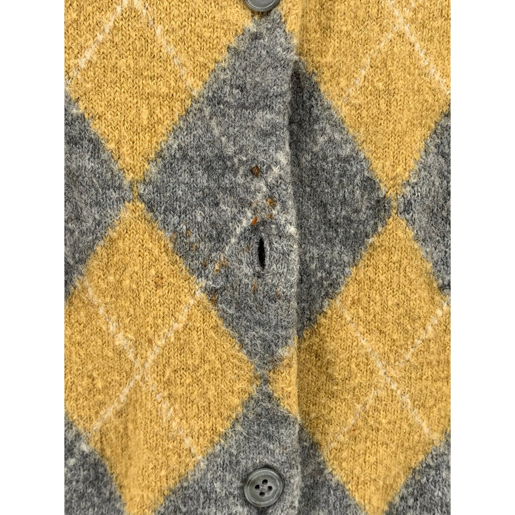 UNIQLO Ines De La Fressange Women's Gray-Yellow Argyle Button-Up Cardigan SZ S