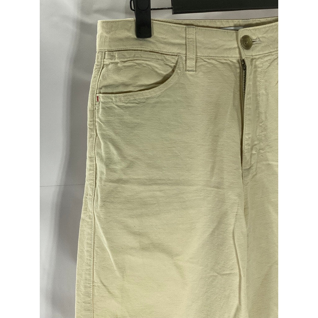 UNIQLO X INES DE LA FRESSANGE Women's Beige Linen-Cotton Wide-Leg Pant SZ 2