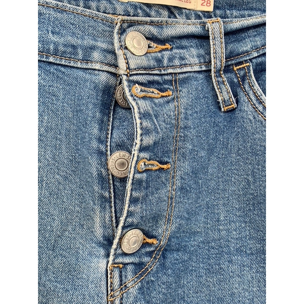 LEVI'S Women's Blue Denim Mile High Wide-Leg Button-Fly Cropped Jeans SZ 28