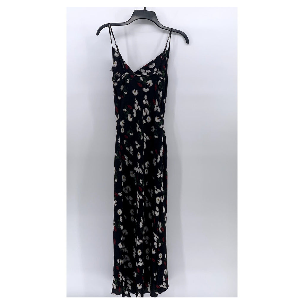MISSGUIDED Women's Black Printed Cowl-Neck Side-Slit Midi Slip Dress SZ 2