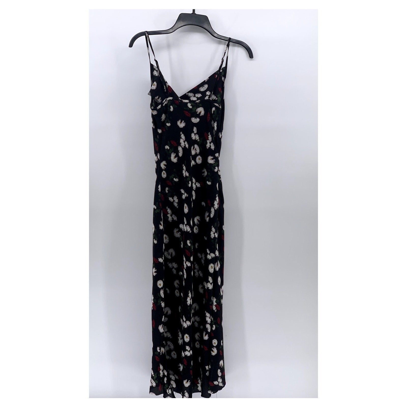 MISSGUIDED Women's Black Printed Cowl-Neck Side-Slit Midi Slip Dress SZ 2