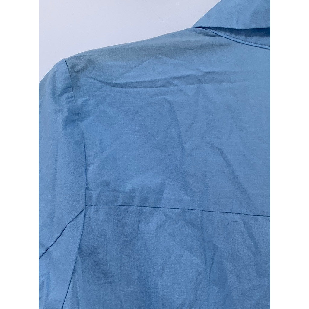 LIZ CLAIBORNE Women's Light Blue Solid Button-Up 3/4 Sleeve Stretch Top SZ S