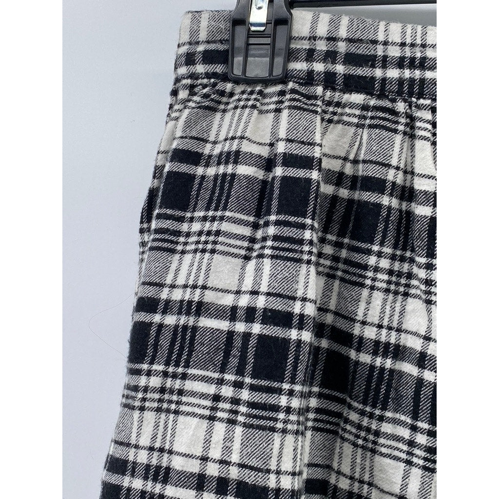 FOREVER 21 Women's Black-White Plaid A-Line Mini Skirt SZ S