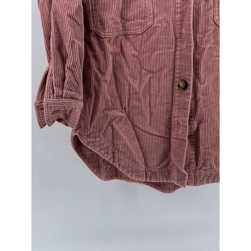 MAGALI PASCAL Women's Salmon Pink Corduroy Button-Up Long Sleeve Top SZ XS(4)