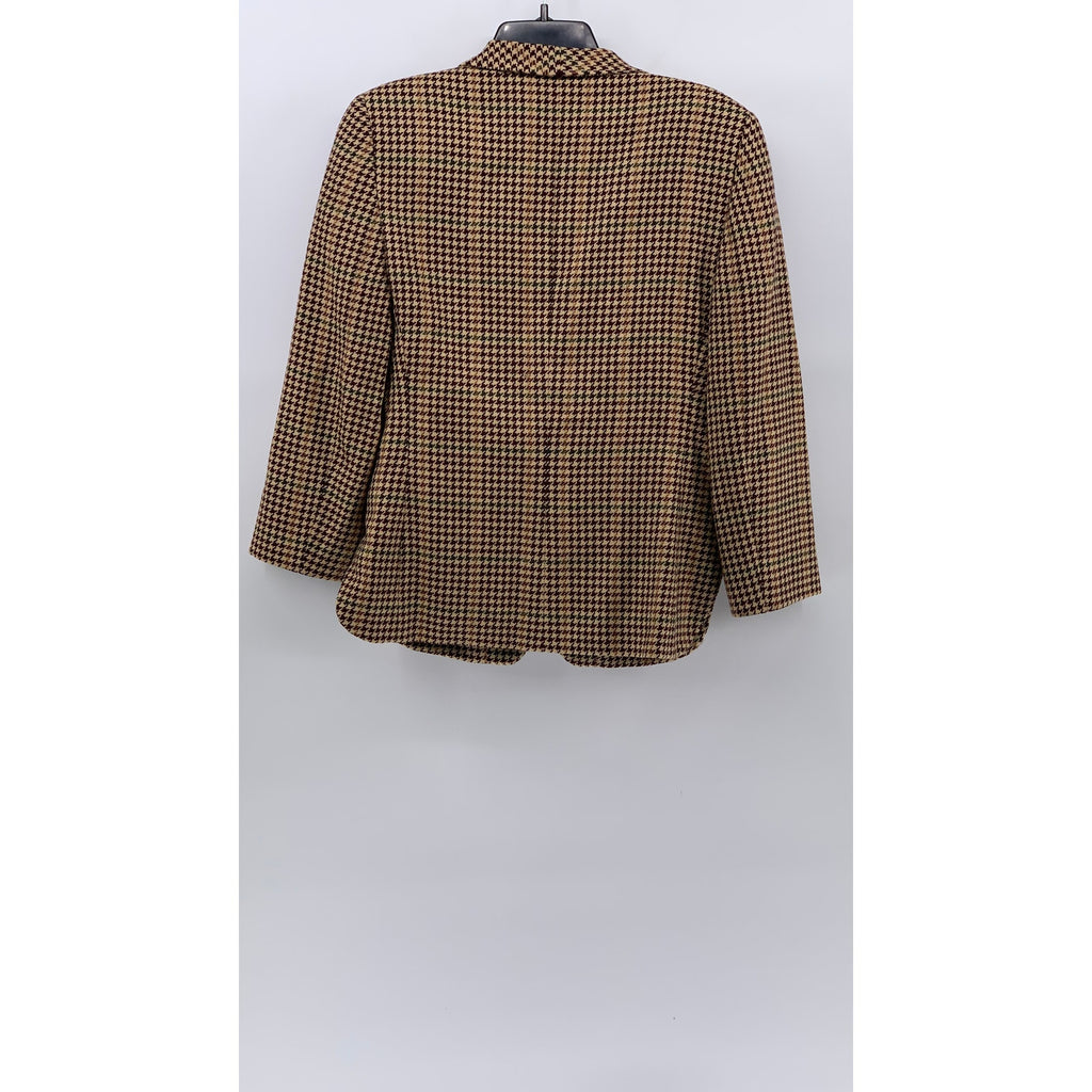 GIORGIO ARMANI Men’s Brown Wool Houndstooth One-Button Long Sleeve Blazer SZ 38