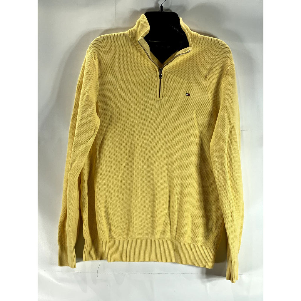 TOMMY HILFIGER Men's Yellow Quarter-Zip Pullover Sweater SZ M