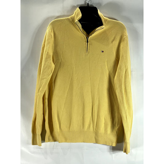 TOMMY HILFIGER Men's Yellow Quarter-Zip Pullover Sweater SZ M