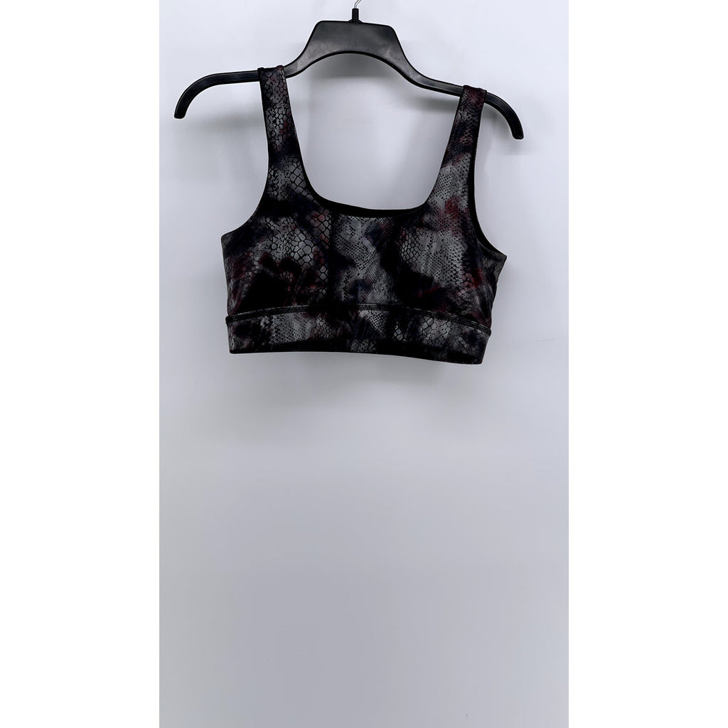 MONO B Women's Black Metallic Snake Printed Sports Bra SZ M