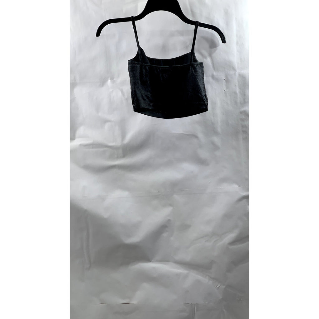 AMERICAN APPAREL Women's Black Solid Fitted Spaghetti Strap Crop Top SZ XS