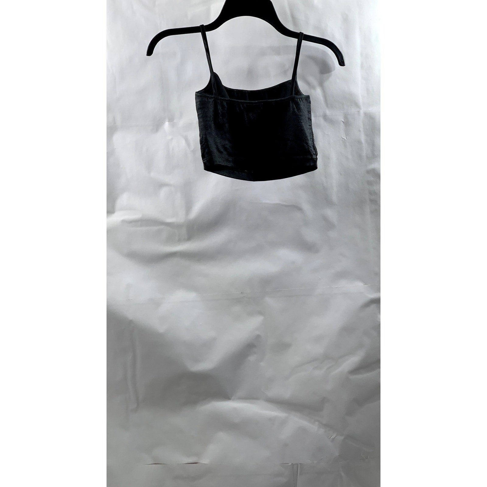 AMERICAN APPAREL Women's Black Solid Fitted Spaghetti Strap Crop Top SZ XS