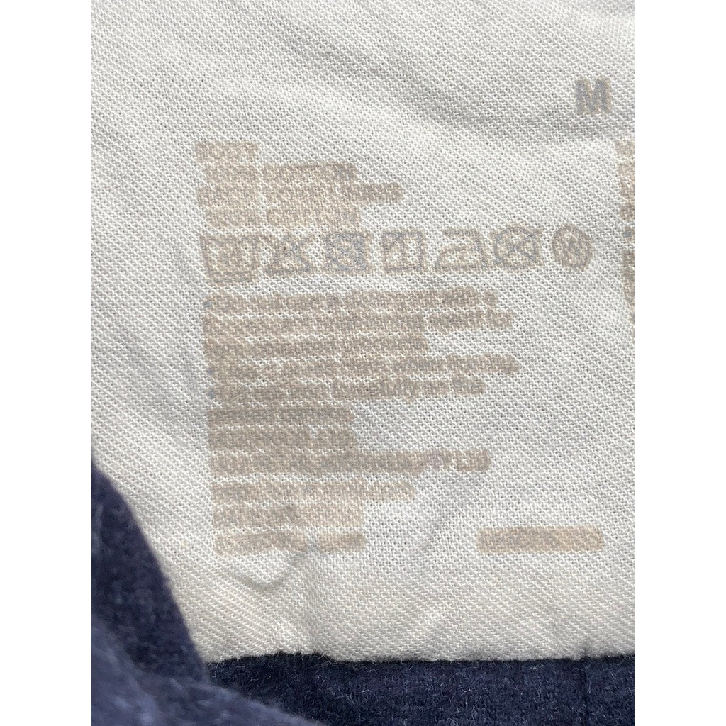 UNBRANDED Men's Navy Solid Regular-Fit Button-Up Long Sleeve Shirt SZ M