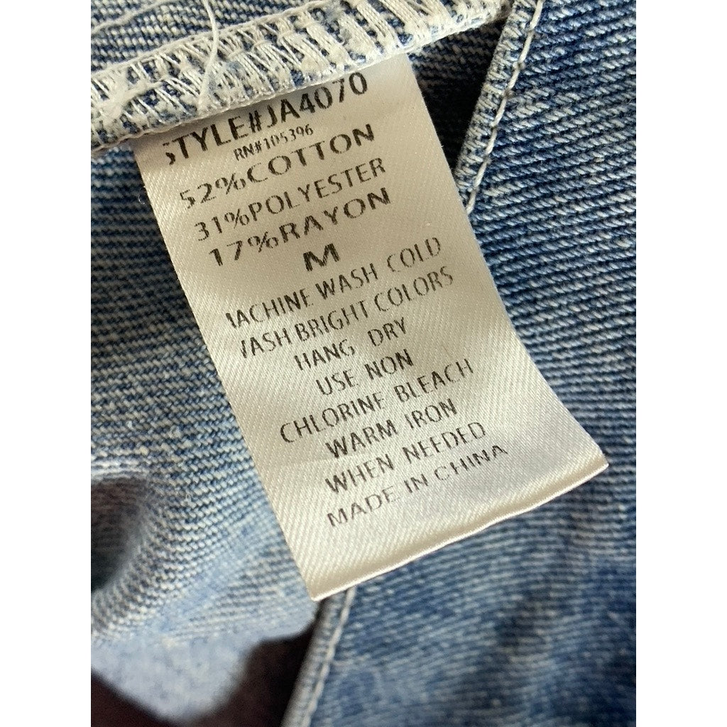 BLACK LABEL By C'EST TOI Women's Blue Denim Button-Up Belted Long Sleeve Top SZM