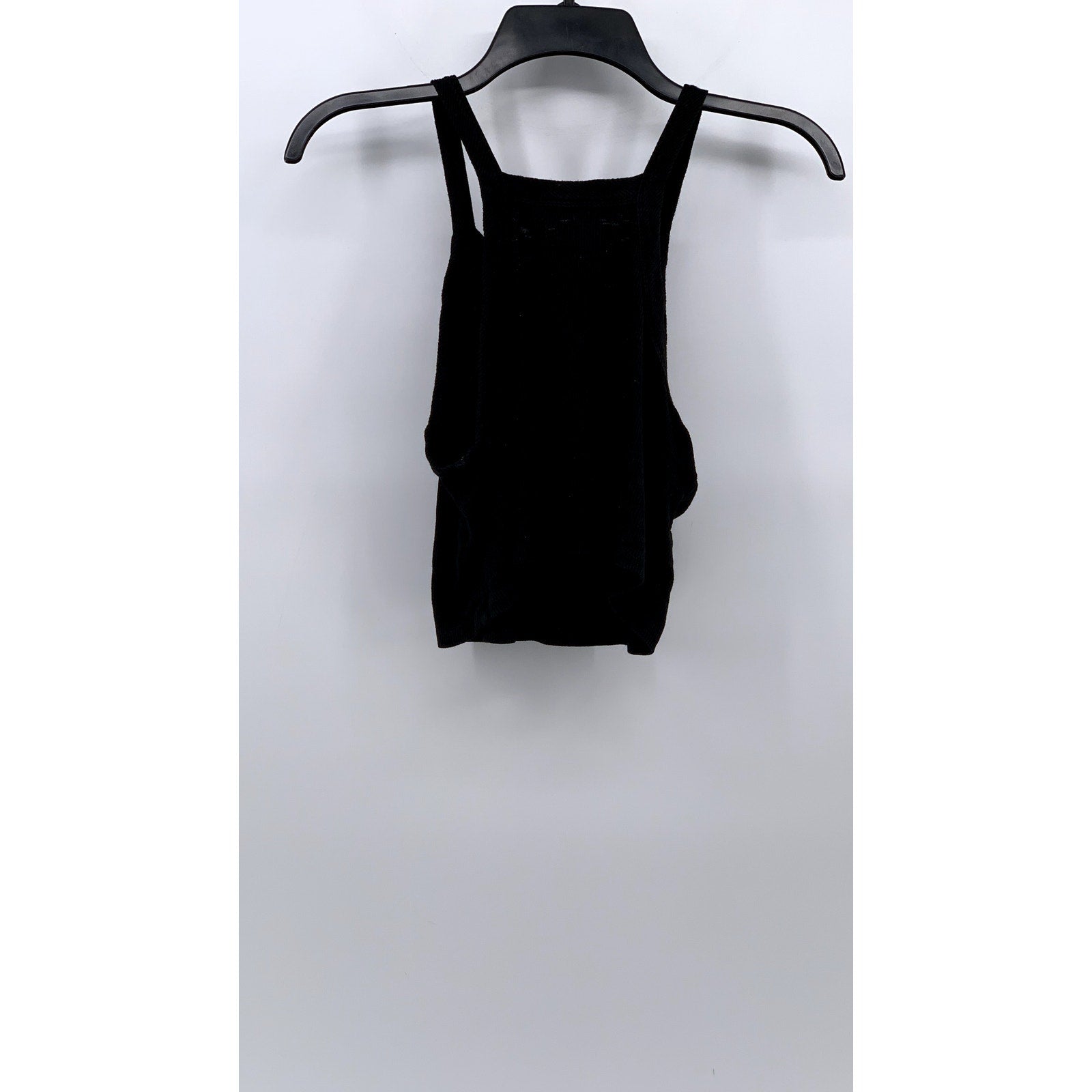 POPULAR BASICS Women’s Black Ribbed Scoop-Neck Sleeveless Cropped Top SZ L