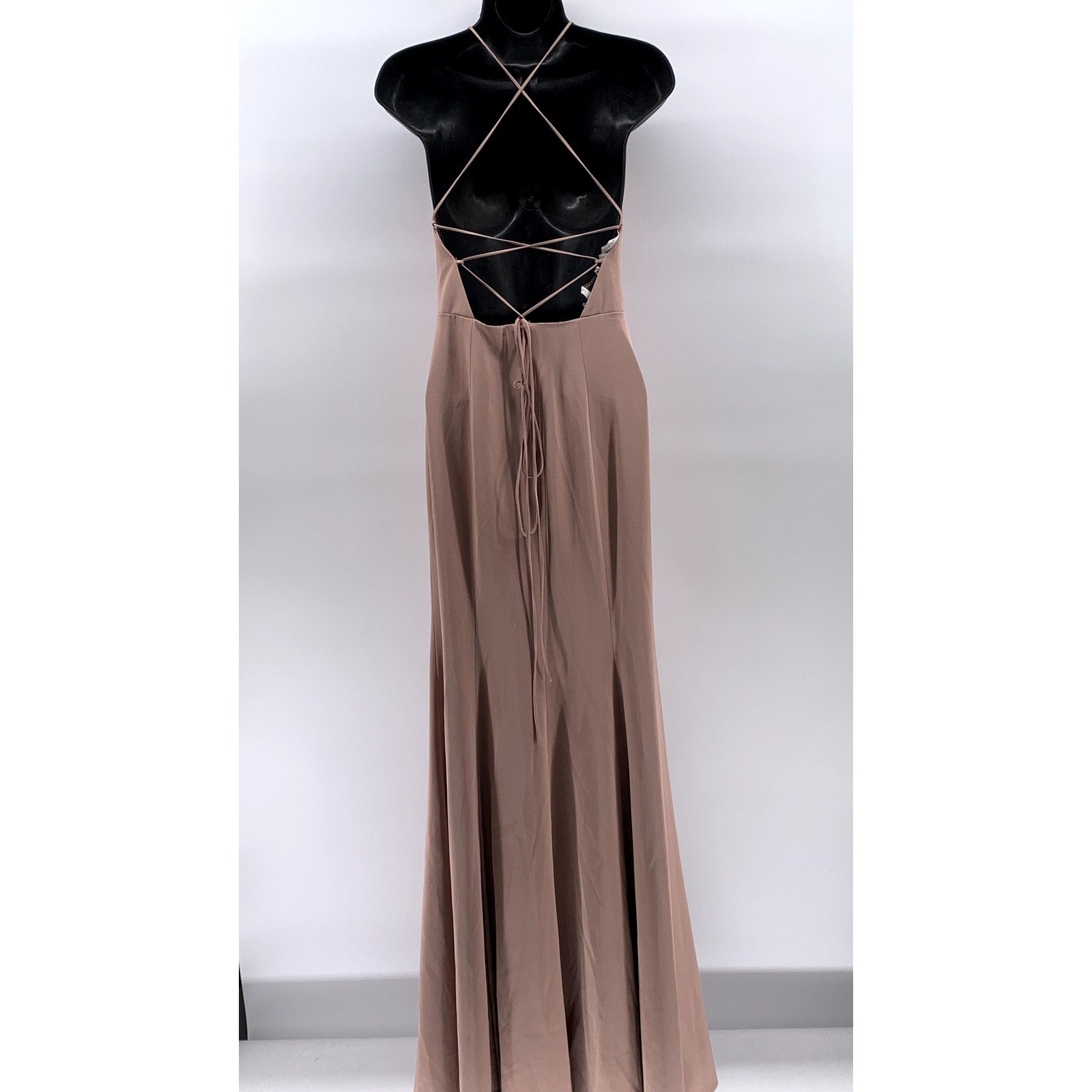 UNBRANDED Women's Pastel Pink Strappy Open-Back Halter Maxi Dress SZ S