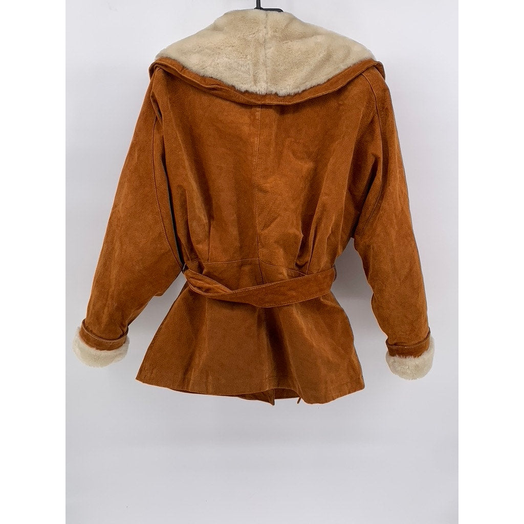 WILSONS THE LEATHER EXPERTS Women's Vintage Cognac Belted Coat SZ L