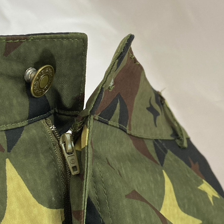 HENGSHENG JEANS Women's Army Green Star Print Military Style Straight Skirt SZ M