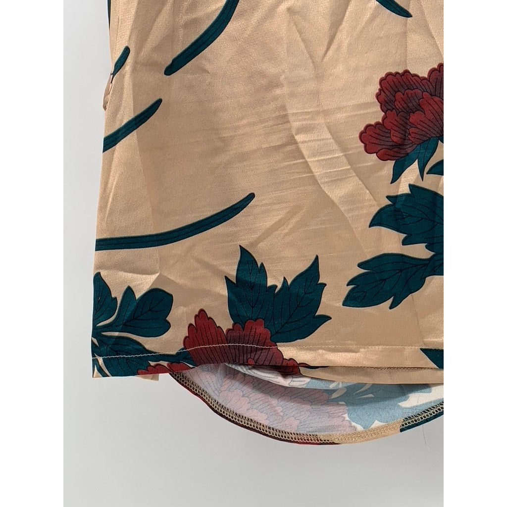 PRETTYLITTLETHING Women's Beige-Multi Floral Mini Skirt SZ 14