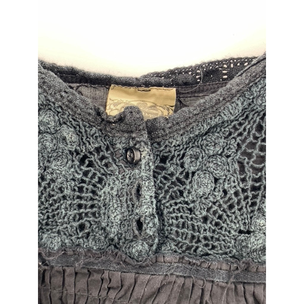 UNBRANDED Women's Washed Black Embroidered Tank Top SZ L