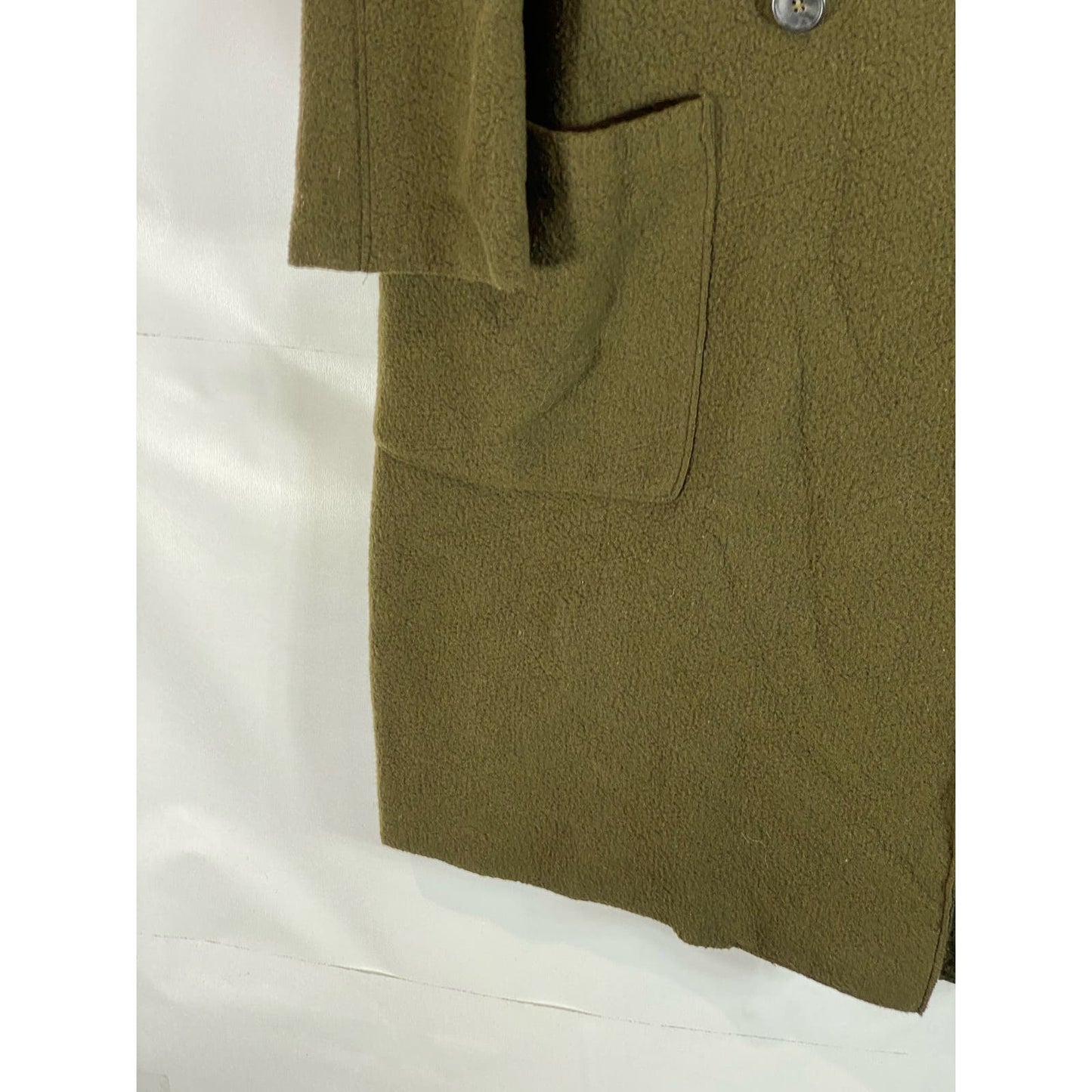 THEORY Men's Army Green Plush Knit Single Button Virgin Wool Coat SZ L