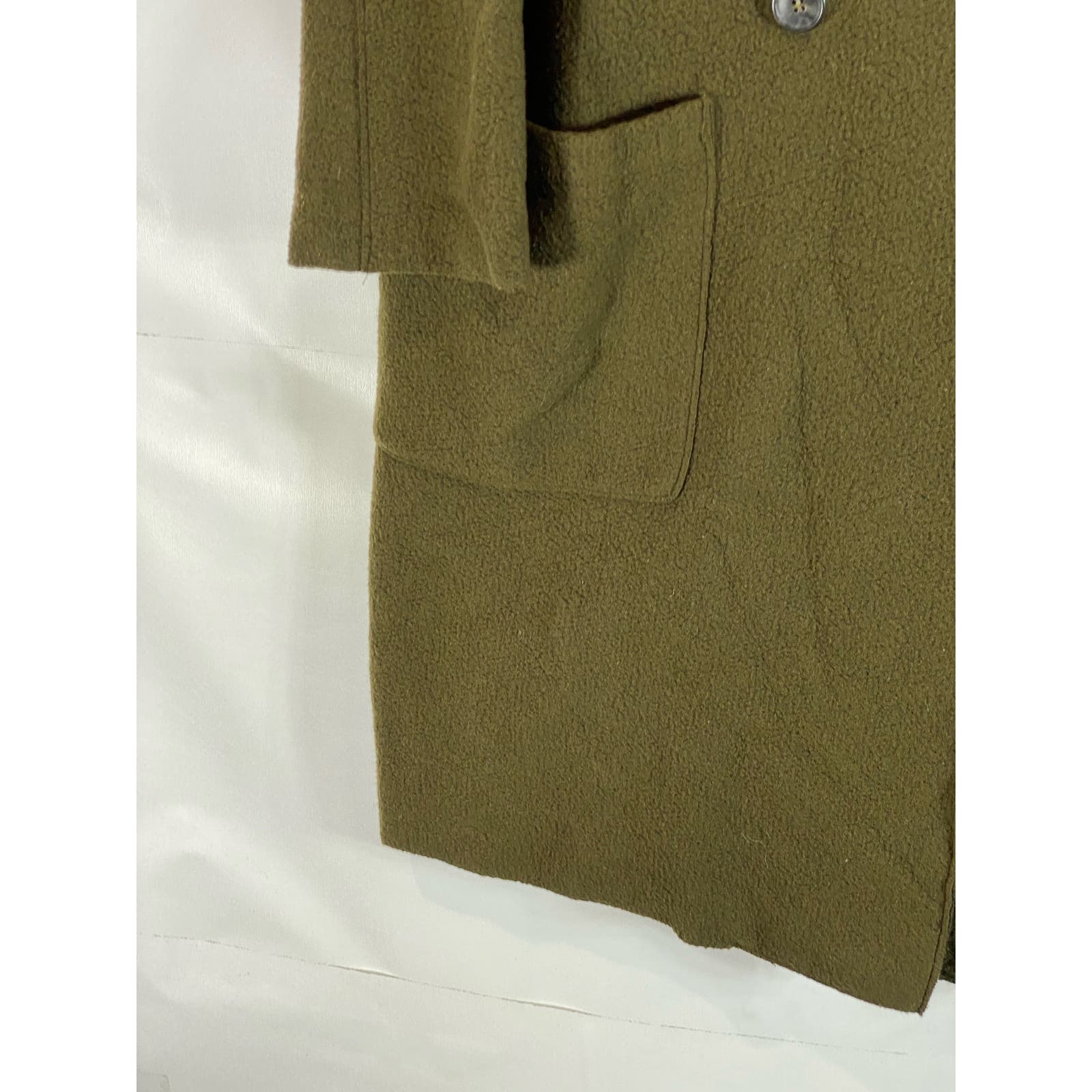 THEORY Men's Army Green Plush Knit Single Button Virgin Wool Coat SZ L