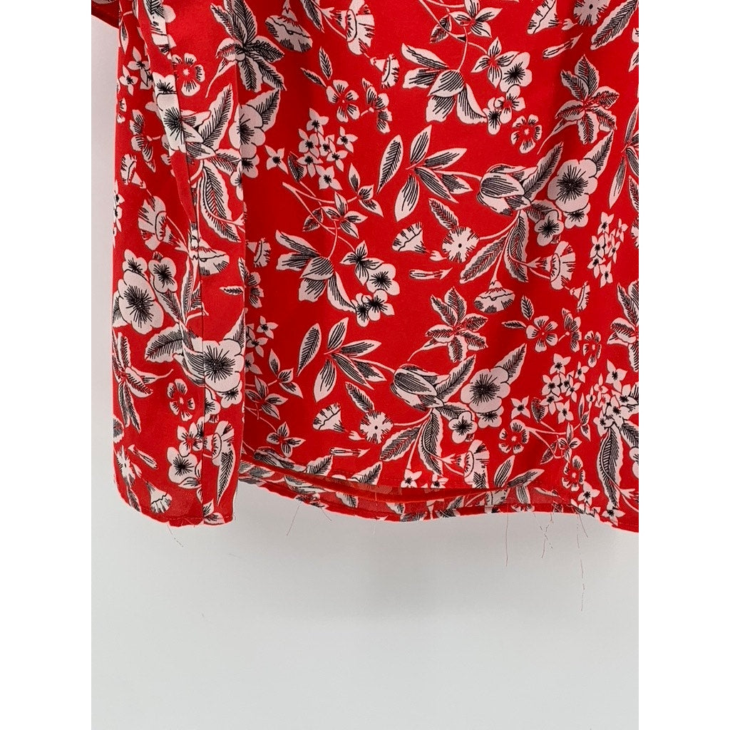 PARAPHRASE Women's Red Floral Cold-Shoulder Top SZ L