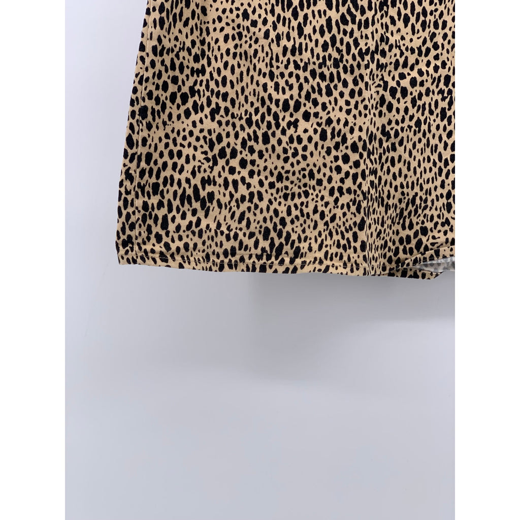 BRANDY MELVILLE Women's Brown Leopard Print Straight A-Line Mini Skirt SZ OS