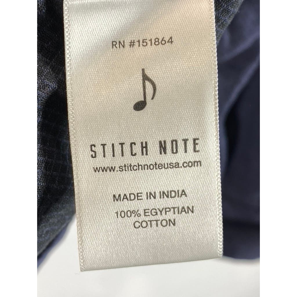 STITCH NOTE Men's Navy Egyptian Cotton Button-Down Long Sleeve Shirt SZ L