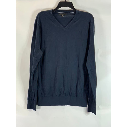 BANANA REPUBLIC Men's Navy Cotton-Blend V-Neck Pullover Sweater SZ M