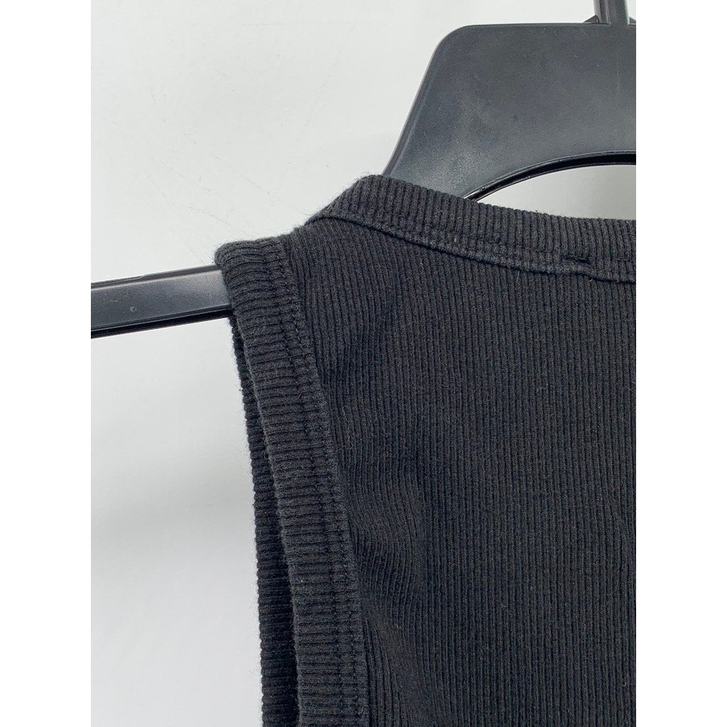 ZARA Women's Black Ribbed Cropped Tank Top SZ S