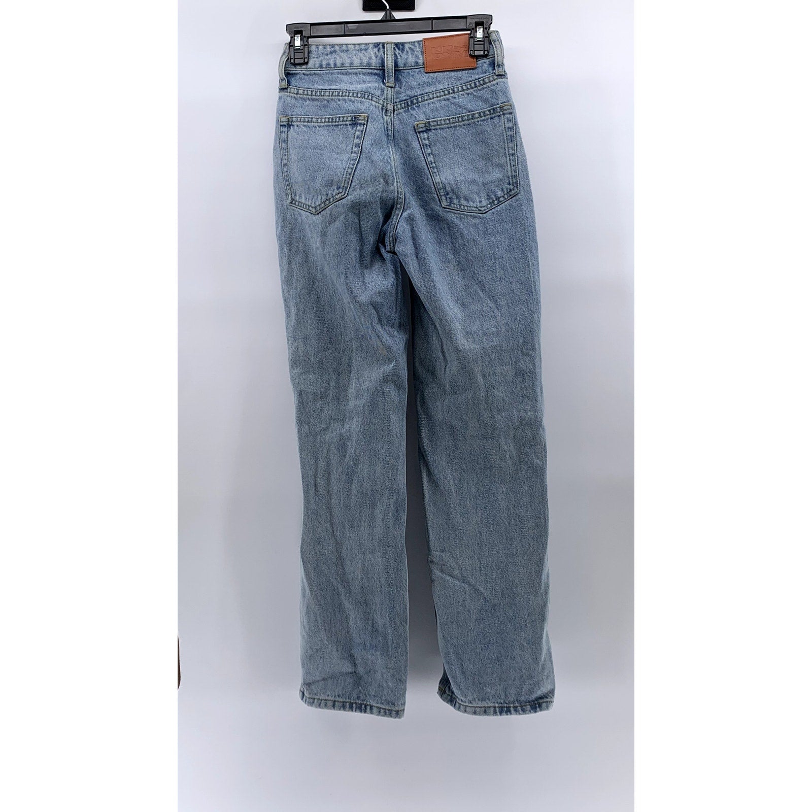 PRINCESS POLLY Women's Light Blue Wash Distressed Denim Straight-Leg Jeans SZ 0