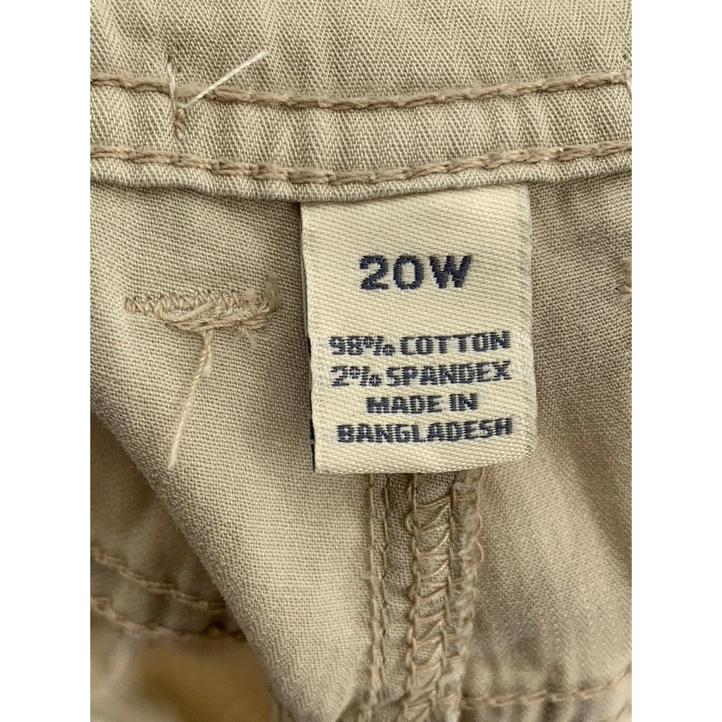 UNBRANDED Women's Plus Tan Cargo Roll-Hem Straight Leg Pant SZ 20W