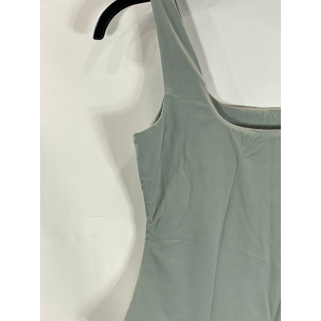 MESHKI Women's Pastel Sage Green Scoop Neck Sleeveless Bodysuit SZ S