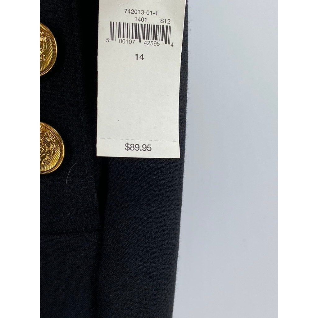 GAP Women's Black-Gold Mid-Rise Baby Boot Sailor Regular-Fit Pant SZ 14