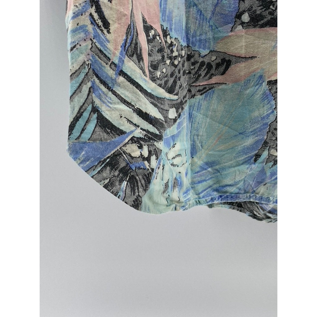 ORIGINAL VENEZIA SPORTSWEAR Men's Blue Floral Tropical Button-Up Shirt SZ L