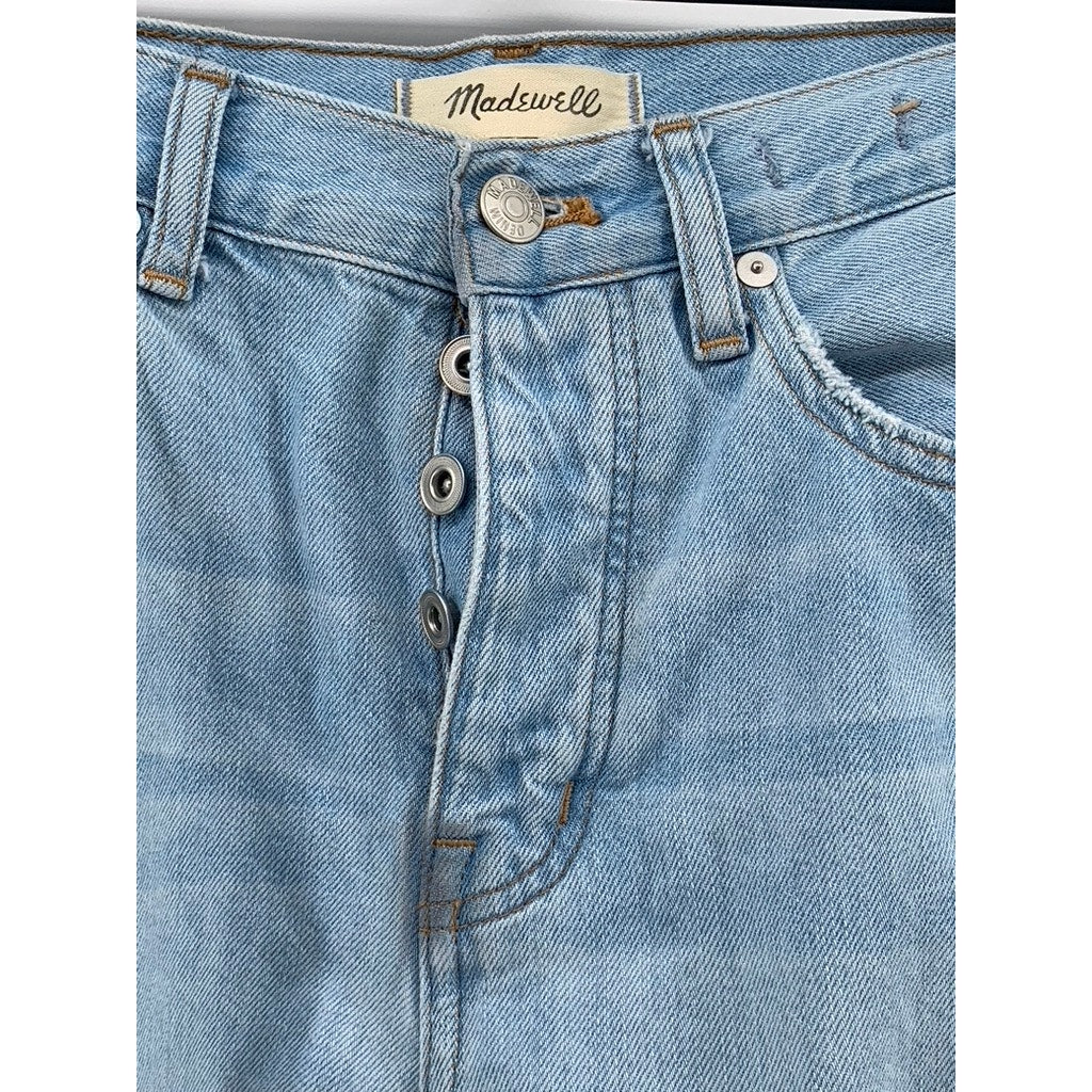 MADEWELL Women's Light Wash Distressed Low-Slung Straight Jeans SZ 24