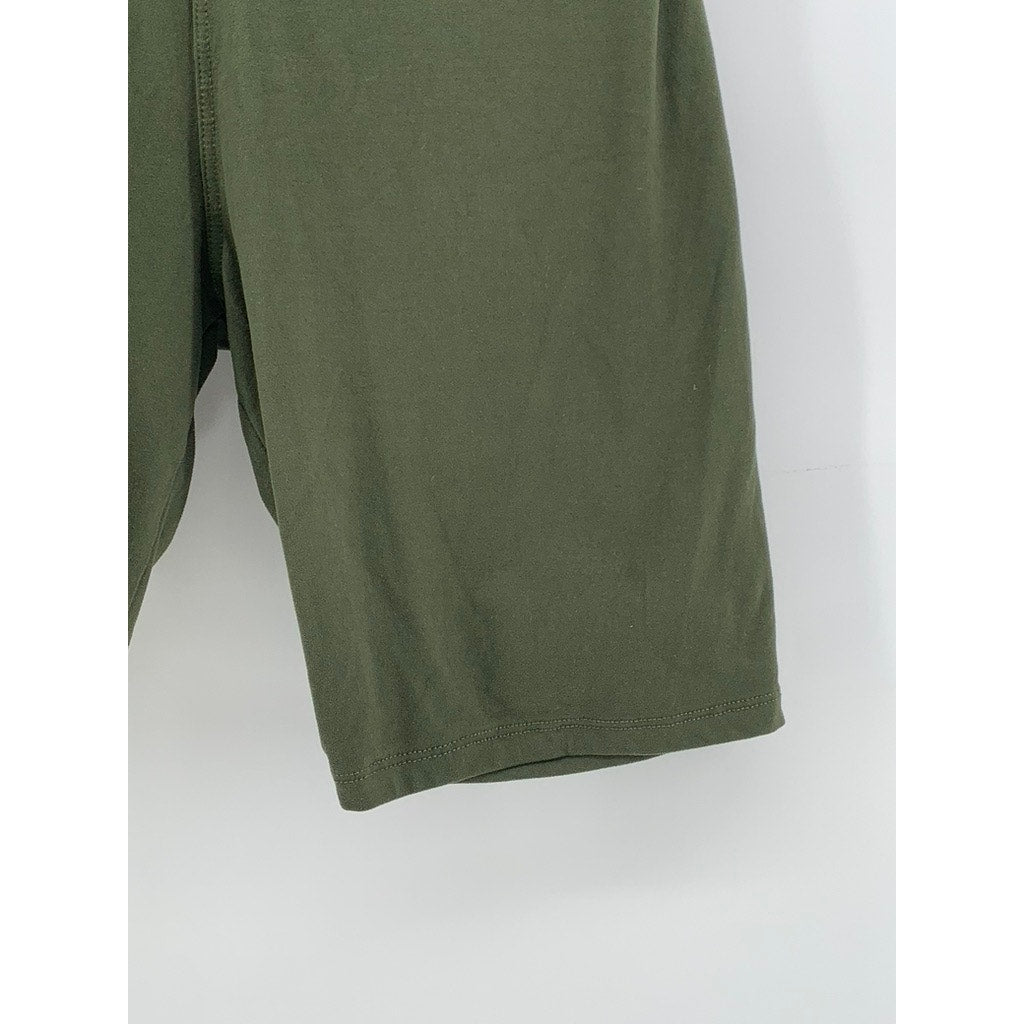 ALWAYS Women's Olive Green Solid Casual Biker Shorts SZ OS