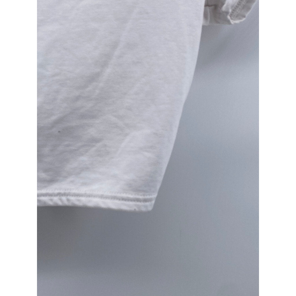 UNBRANDED Women's White Solid V-Neck Short Sleeve Tie-Knot Crop Top SZ S