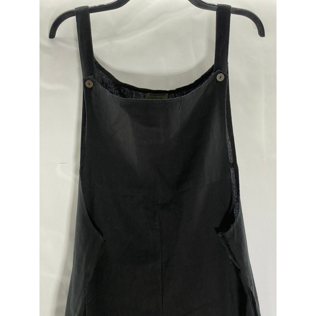 KAYA WEAR Women's Black Lightweight Button Strap Straight-Neck Overall SZ M/L