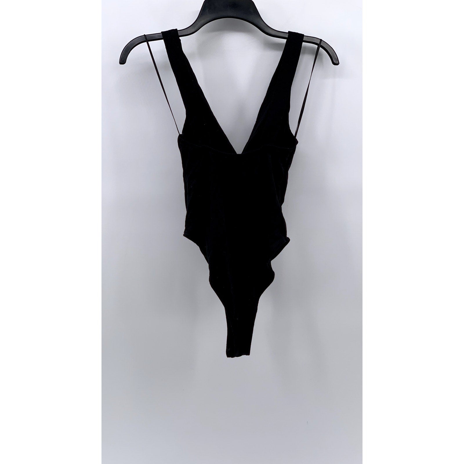 ZARA Women's Black Ruched V-Neck Tank Bodysuit SZ S