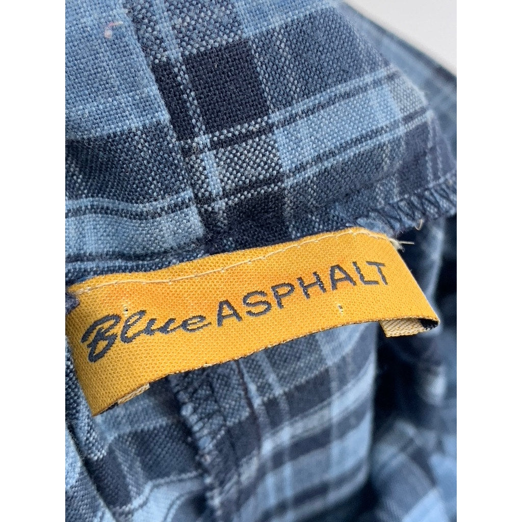 BLUE ASPHALT Women's Vintage Blue Plaid Straight-Leg Pants SZ M