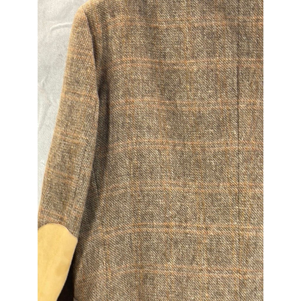 THE CLOTHIER Men's Short Tan Pure Wool Elbow-Patch Two-Button Blazer SZ 42S
