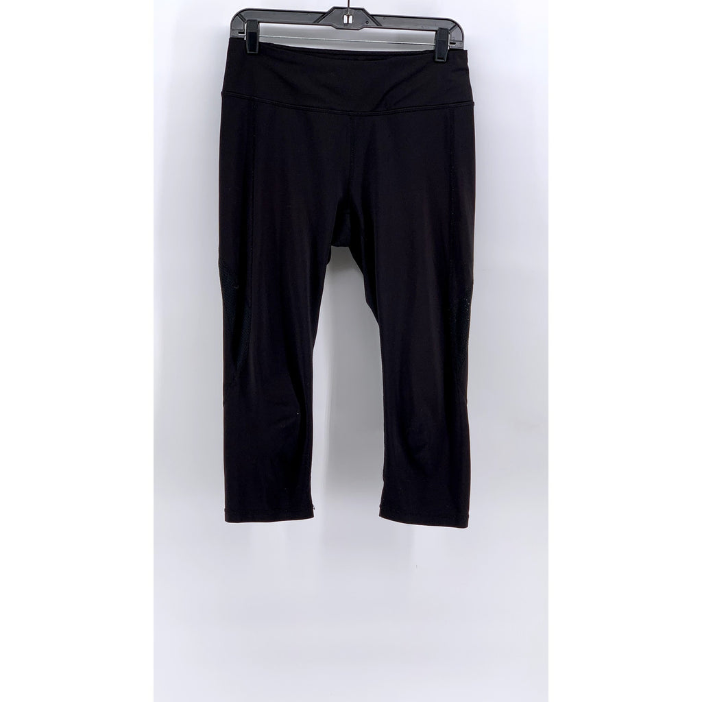 REEBOK Women's Black Solid High-Rise Capri Leggings SZ M