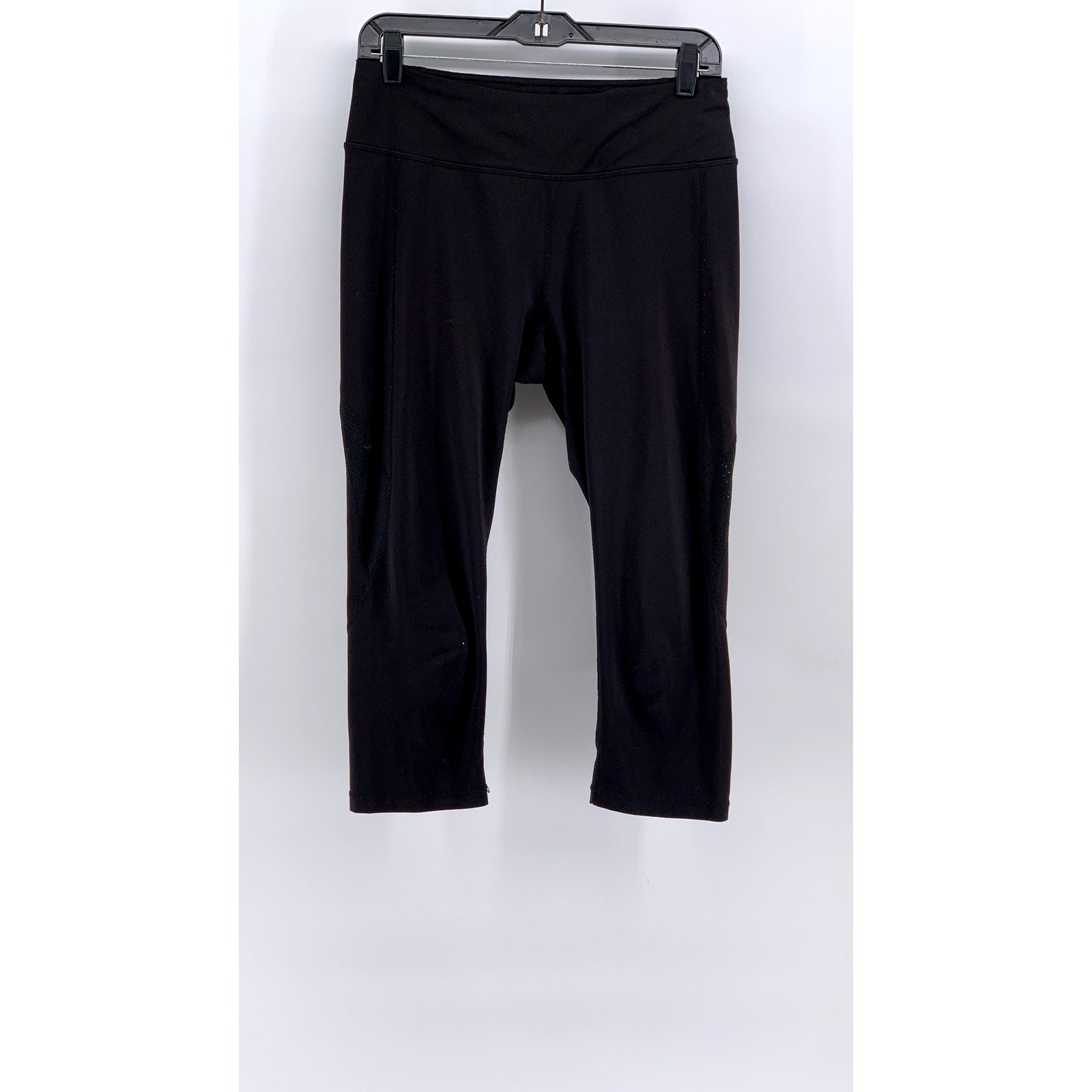 REEBOK Women's Black Solid High-Rise Capri Leggings SZ M