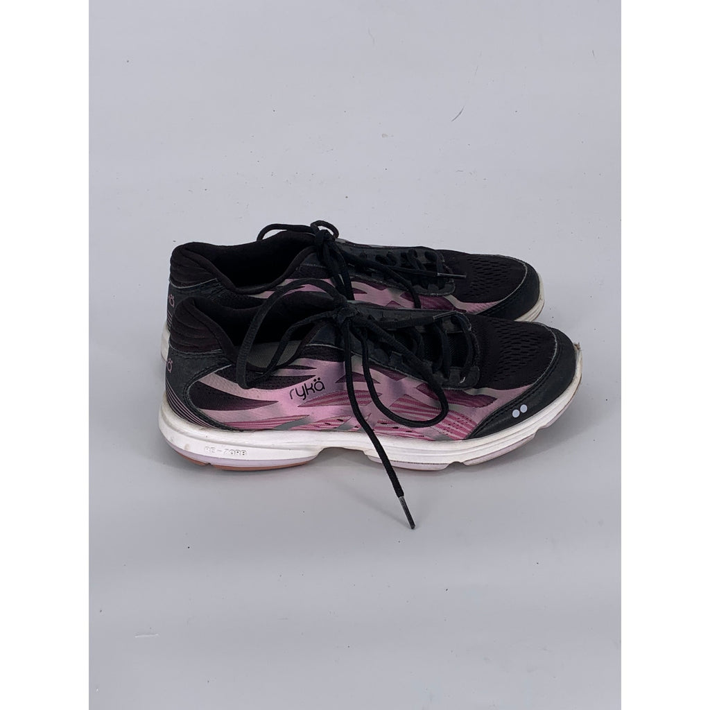 RYKA Women’s Black-Pink Devotion Plus Lace-Up Round-Toe Walking Sneakers SZ 9